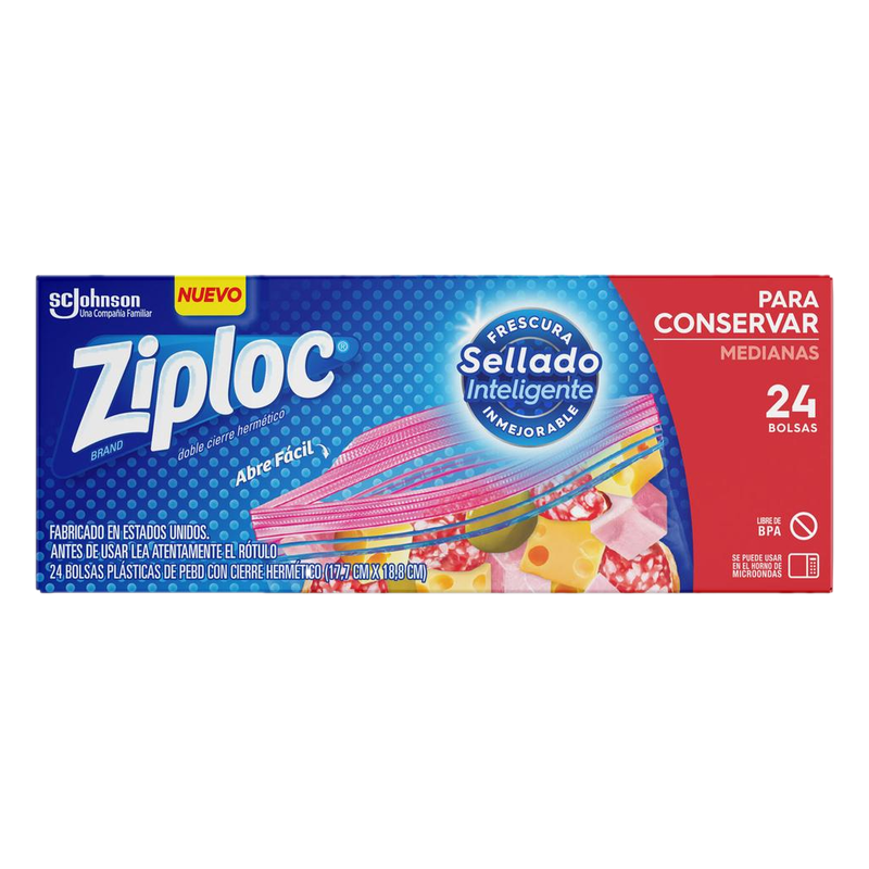 Bolsas Herméticas Ziploc Para Conservar Medianas 24 Unidades