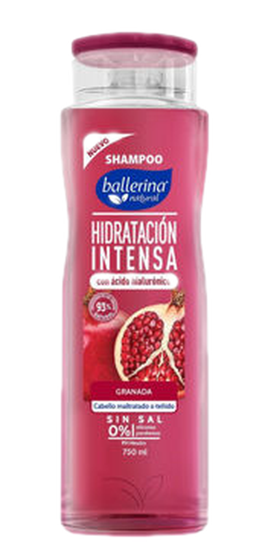 Ballerina Shampoo Sin Sal Granada Hidratacion Intensa 750 Ml