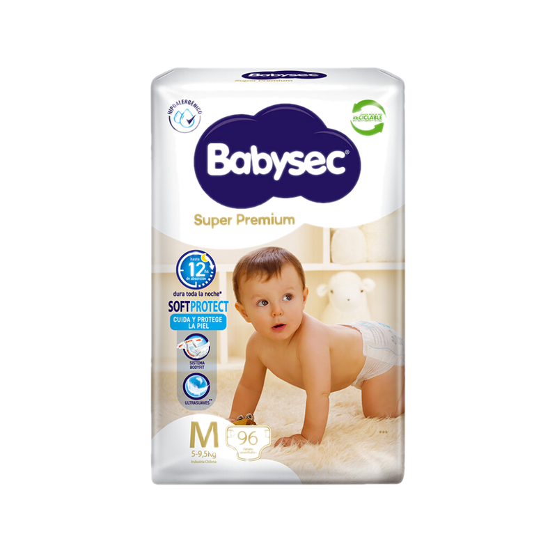 Pañales Babysec Super Premium Talle M 96 Unidades