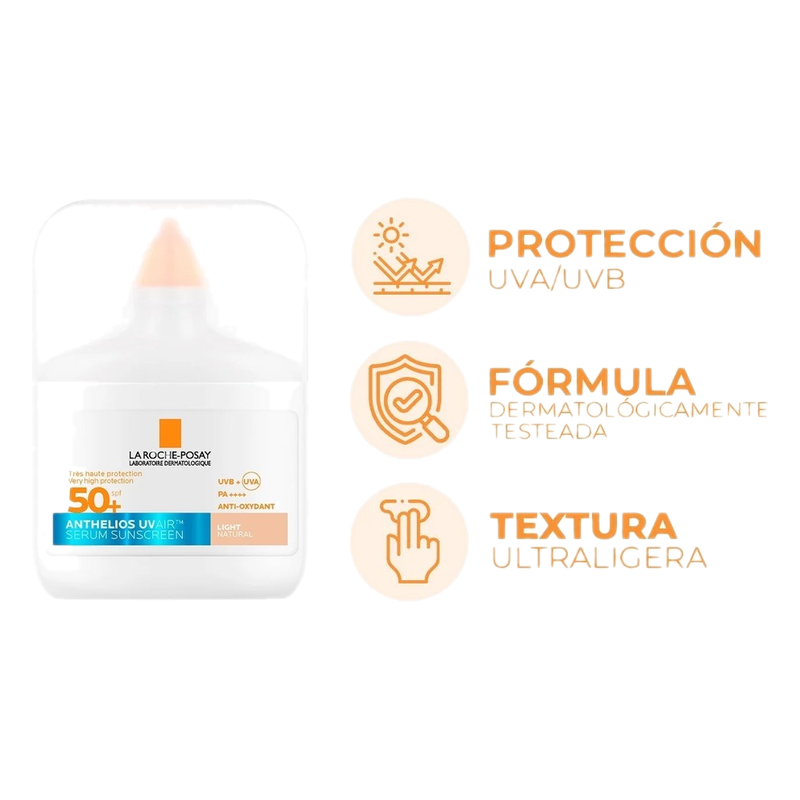 Protector Solar En Sérum La Roche Posay Anthelios Uvair Fps50+ Tono Claro 50 Ml