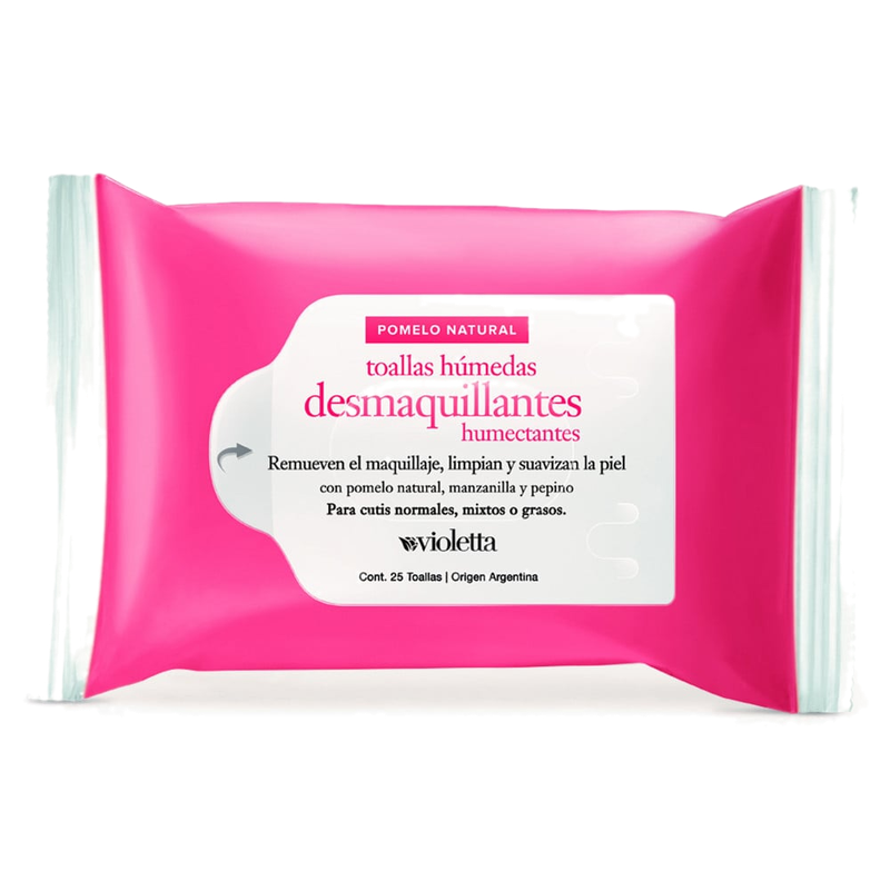 Toallas Desmaquillantes Violetta Pomelo Natural 25 Unidades