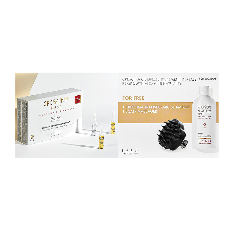 Pack Crescina Tratamiento Completo Re-growth Mujer 500 + Shampoo 200 Ml + Masajeador Para El Cabello