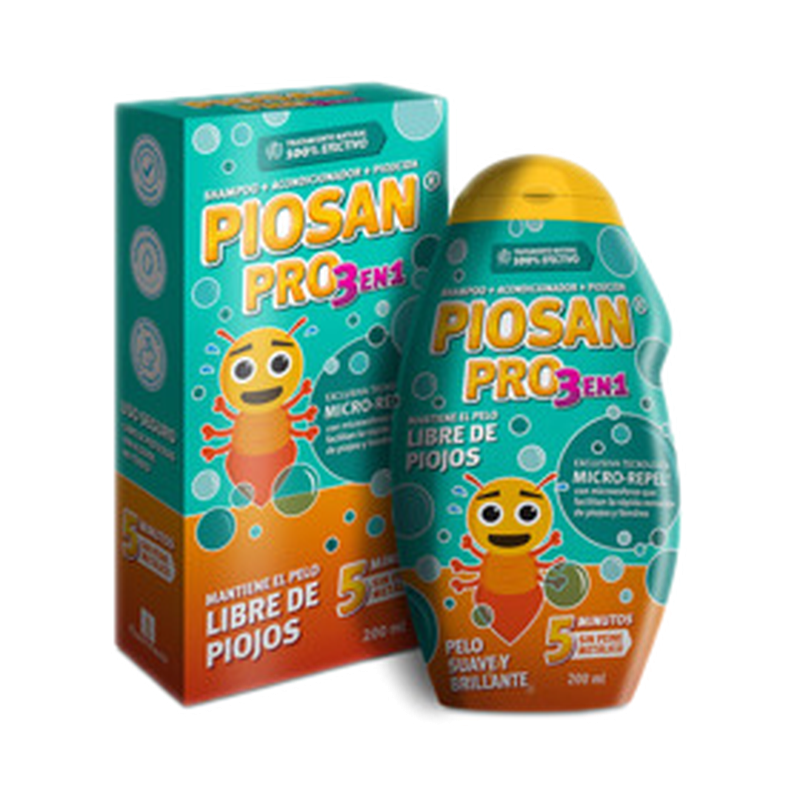 Piosan Pro 3 En 1 Champu Acondicionador Piojicida 4+0.5+2% [200 Ml]