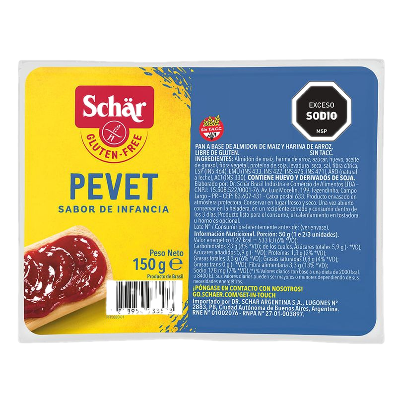 Pan Pevet Schar Sin Glúten 150 G