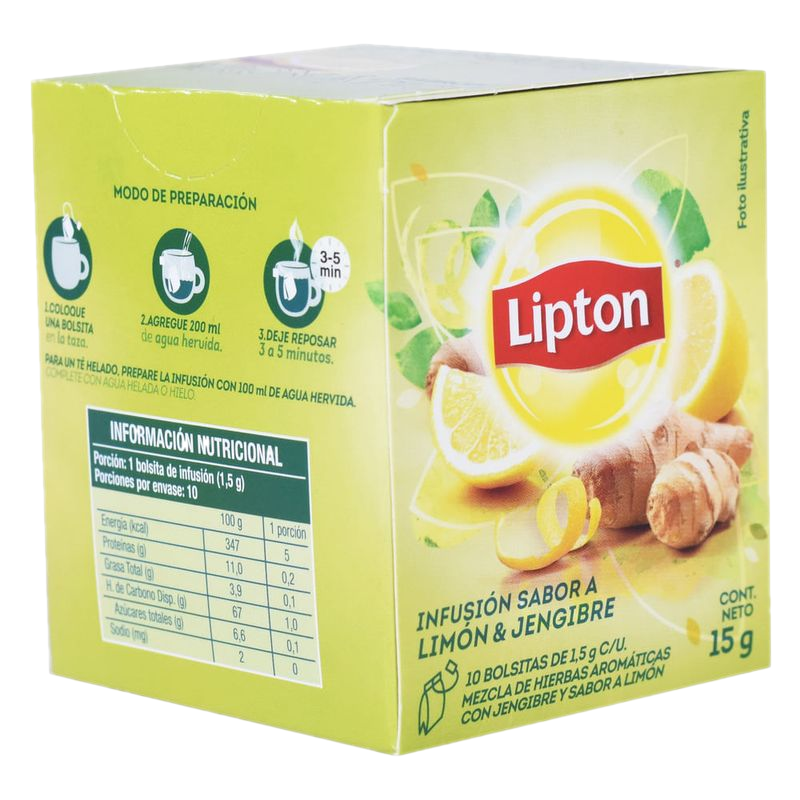 Te Lipton Infusión Limón Y Jengibre 10 Unidades