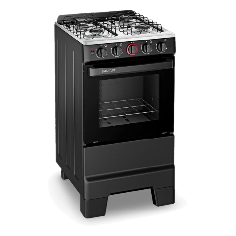 Cocina A Gas Smartlife 4 Hornallas Negra Sl-kbr504b