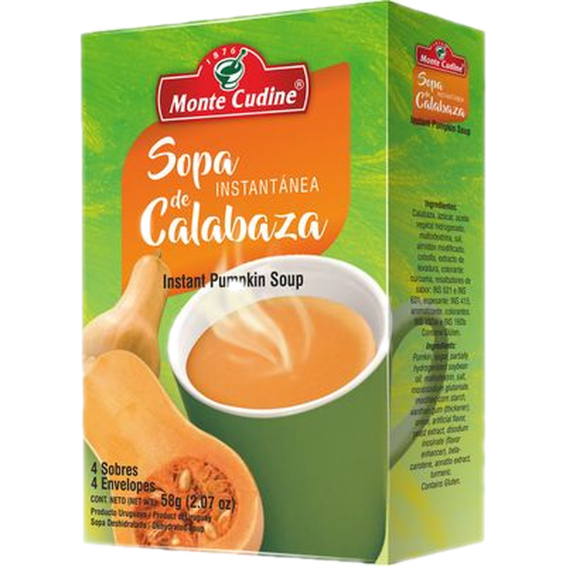 Sopa Instantánea Monte Cudine De Calabaza 4 Unidades