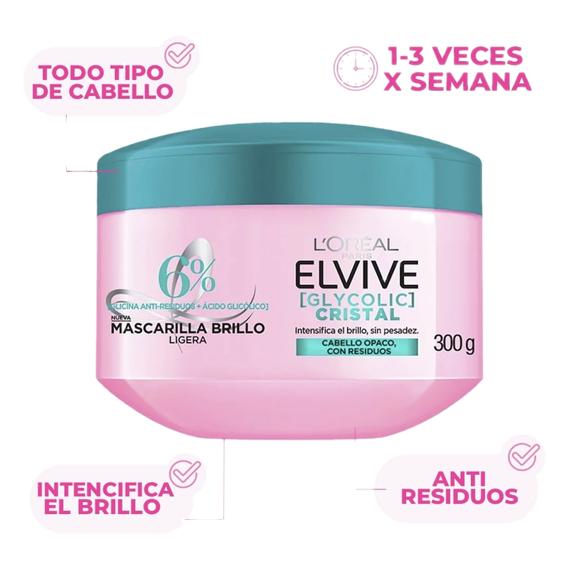 Mascarilla Capilar Elvive Glycolic Cristal 300 Ml