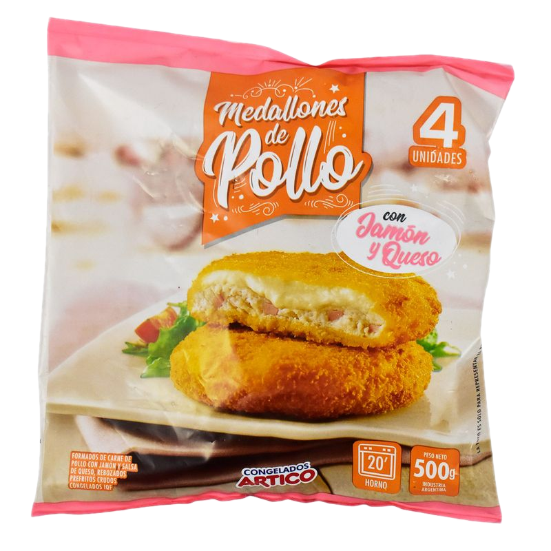 Medallones De Pollo Relleno De Jamón Y Queso Artico 500 G