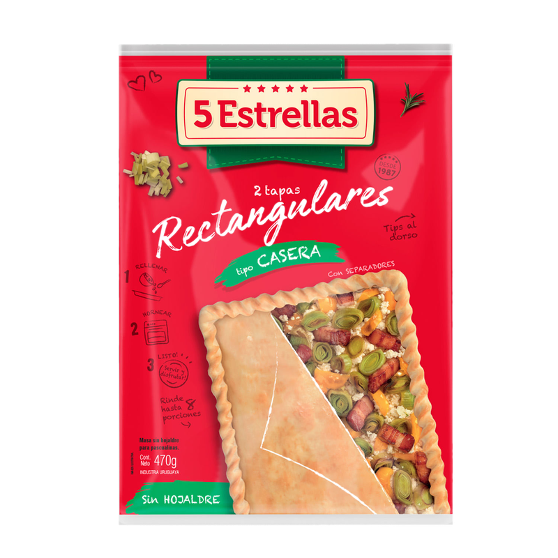 Tapa 5 Estrellas Casera Rectangular 470 G