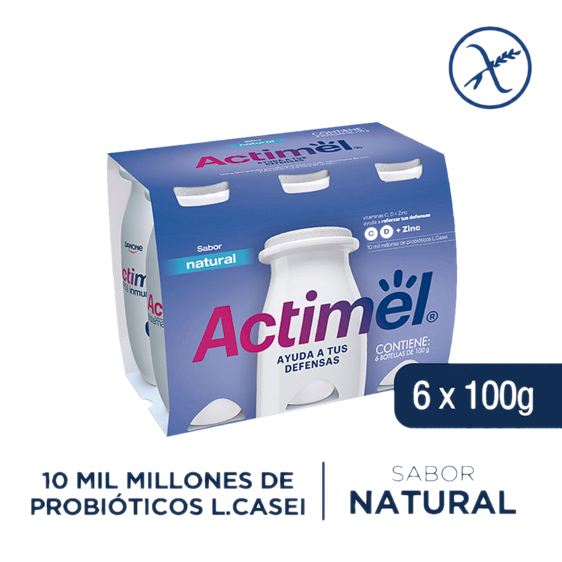 Leche Actimel Fermentada Natural Botella 600 G 6 Unidades