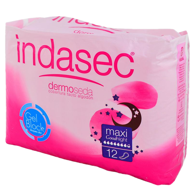 Toalla Para Incontinencia Indasec Maxi Goodnight 12 Unidades
