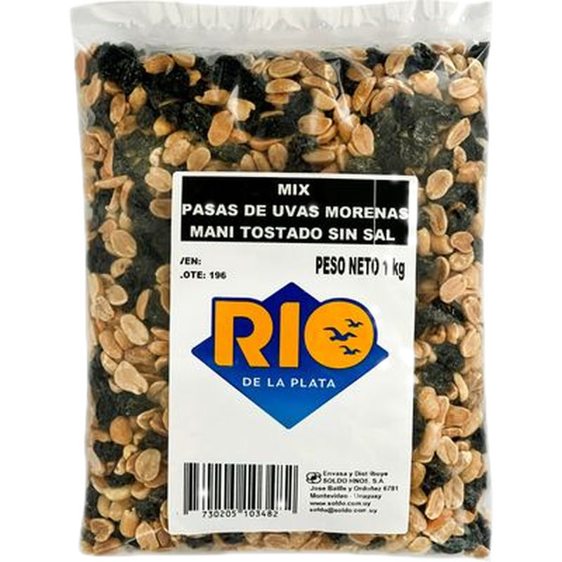 Mix Maní Con Sal + Pasas 1 Kg Rio De La Plata