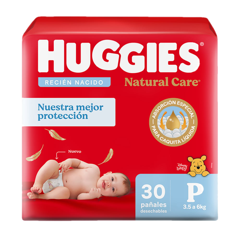 Pañales Huggies Natural Care P 30 Unidades