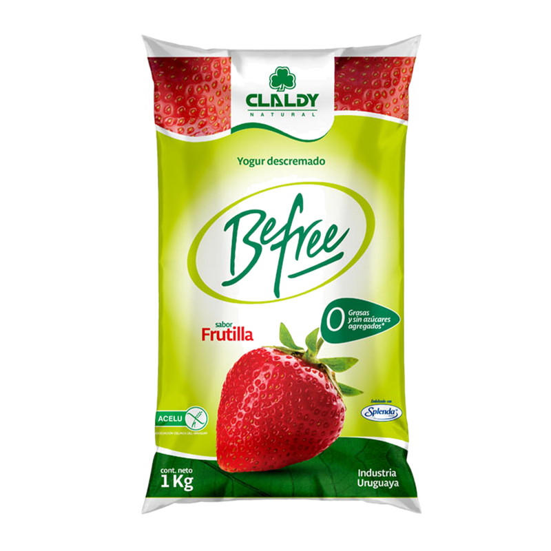 Yogur Claldy Befree Frutilla Light Sachet 1000 G