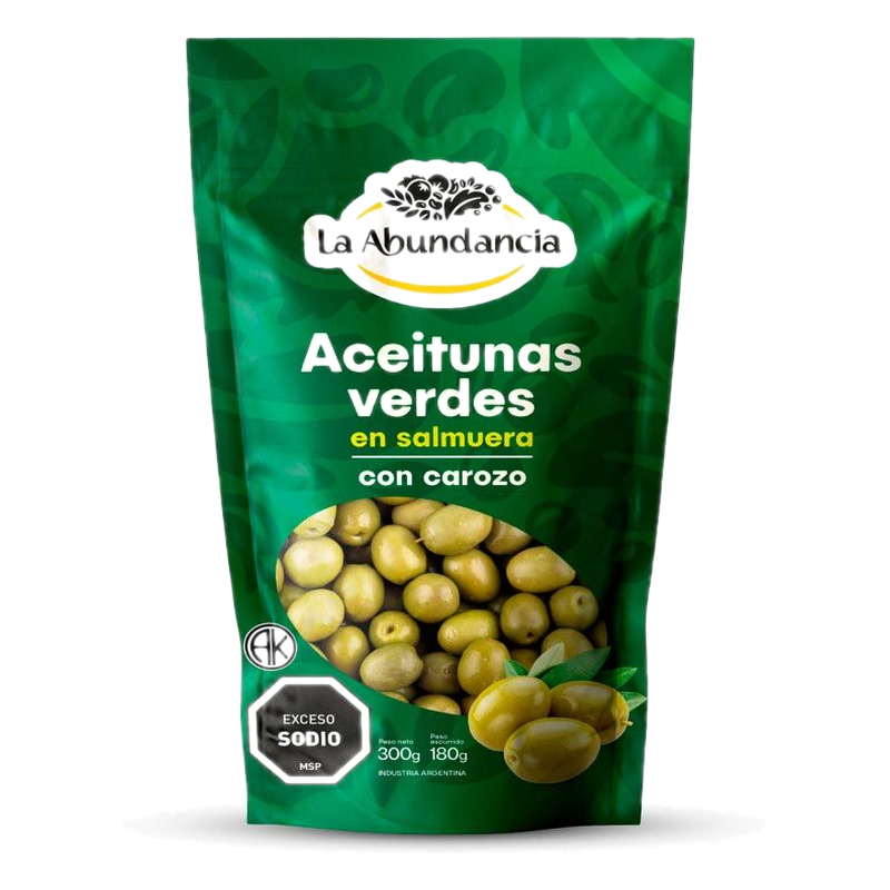 Aceitunas Verdes La Abundancia Con Carozo Sachet 360 G