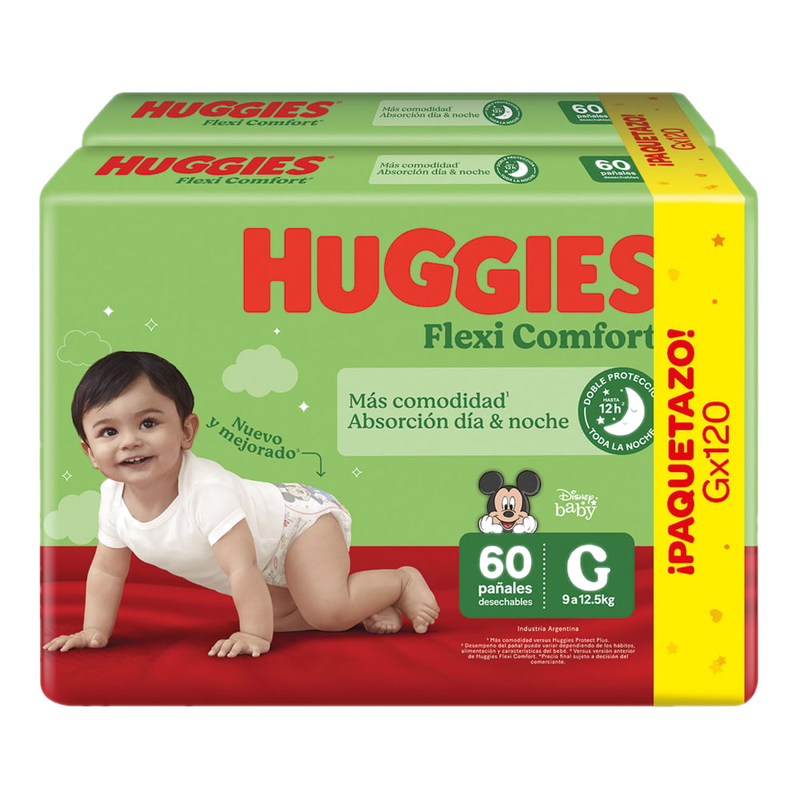 Pañales Huggies Flexi Comfort G 120 Unidades