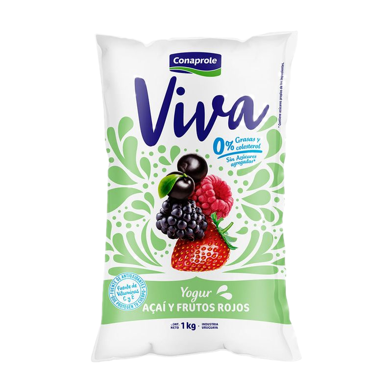 Yogur Viva Descremado Acaí Y Frutos Rojos 1 L