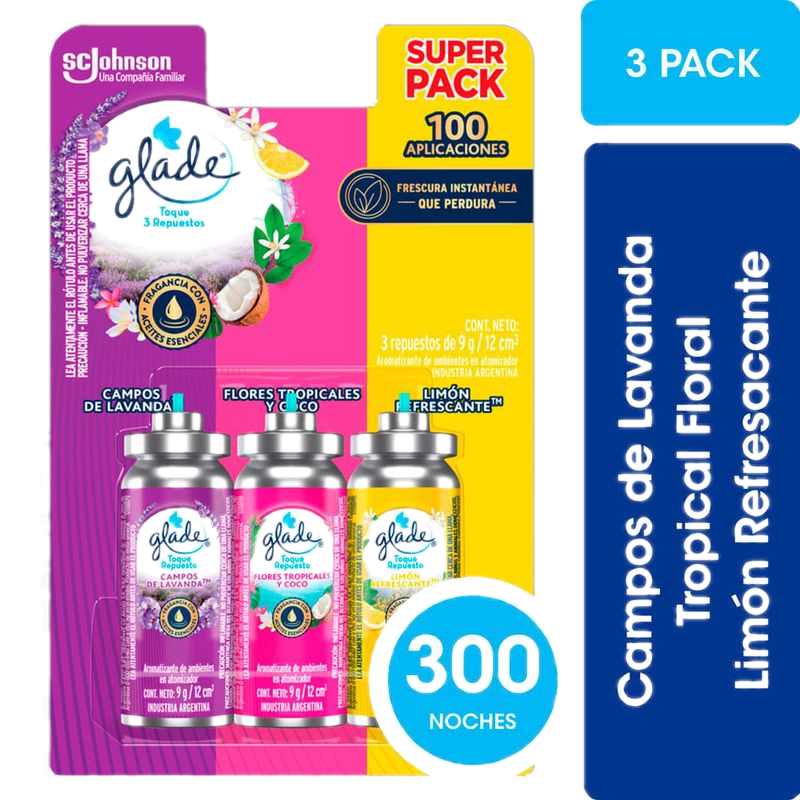 Pack Glade Toque Repuesto 3 Unidades Con 25% Descuento