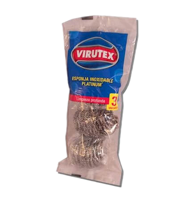 Esponja Virutex Plateada Inoxidable 3 Unidades