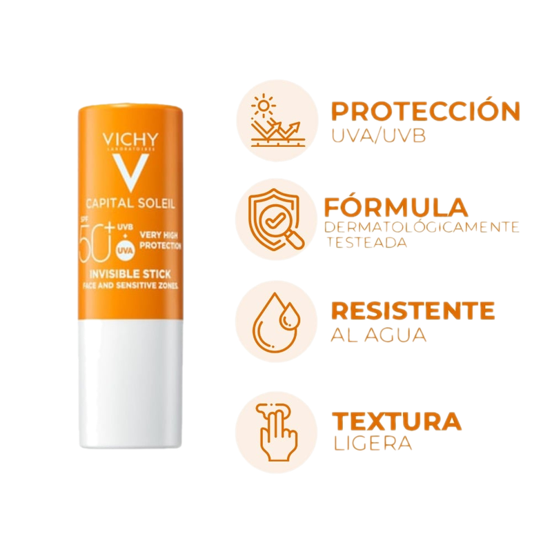 Protector Solar En Barra Vichy Capital Soleil Sensitive Invisible Fps50+ 8 G