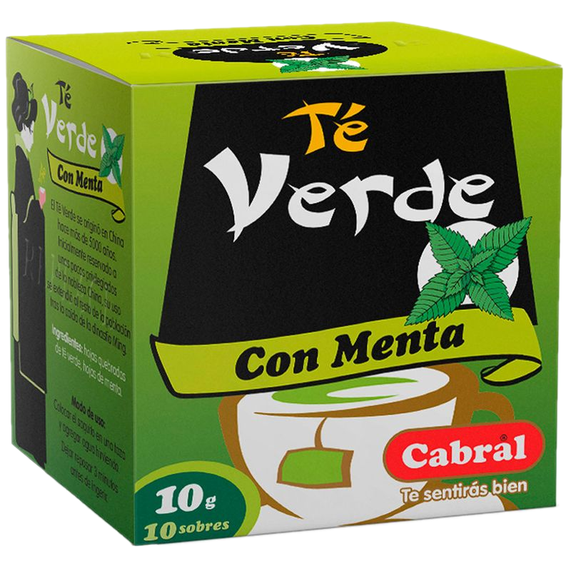 Té Cabral Verde Menta 10 Unidades