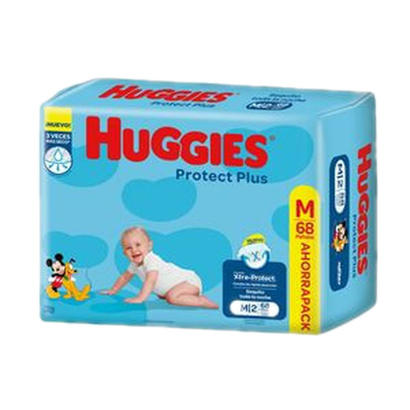 Pañal Huggies Prot Plus M 68 Unidades Ahorro