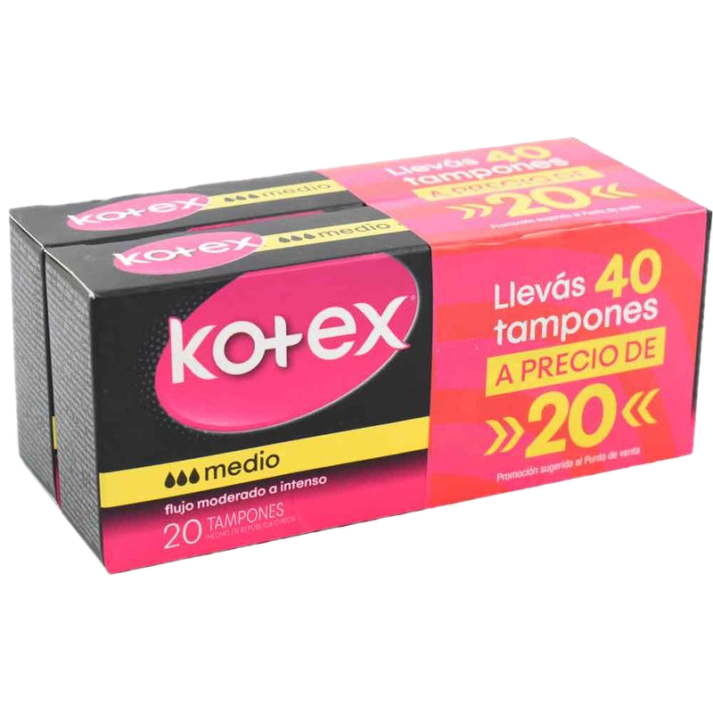 Pack 2x1 Tampones Kotex 40 Unidades