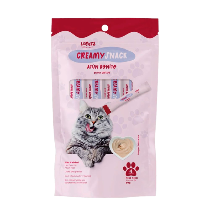 Snack Cremoso Para Gatos Lopets Sabor Atún 60 G