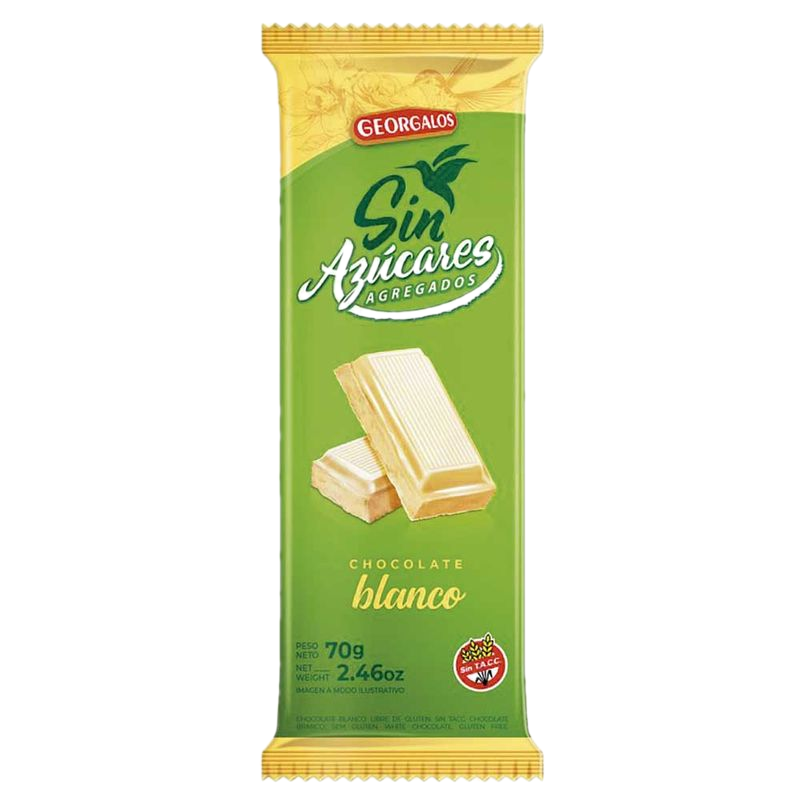 Chocolate Blanco Georgalos Sin Azúcar 70 G