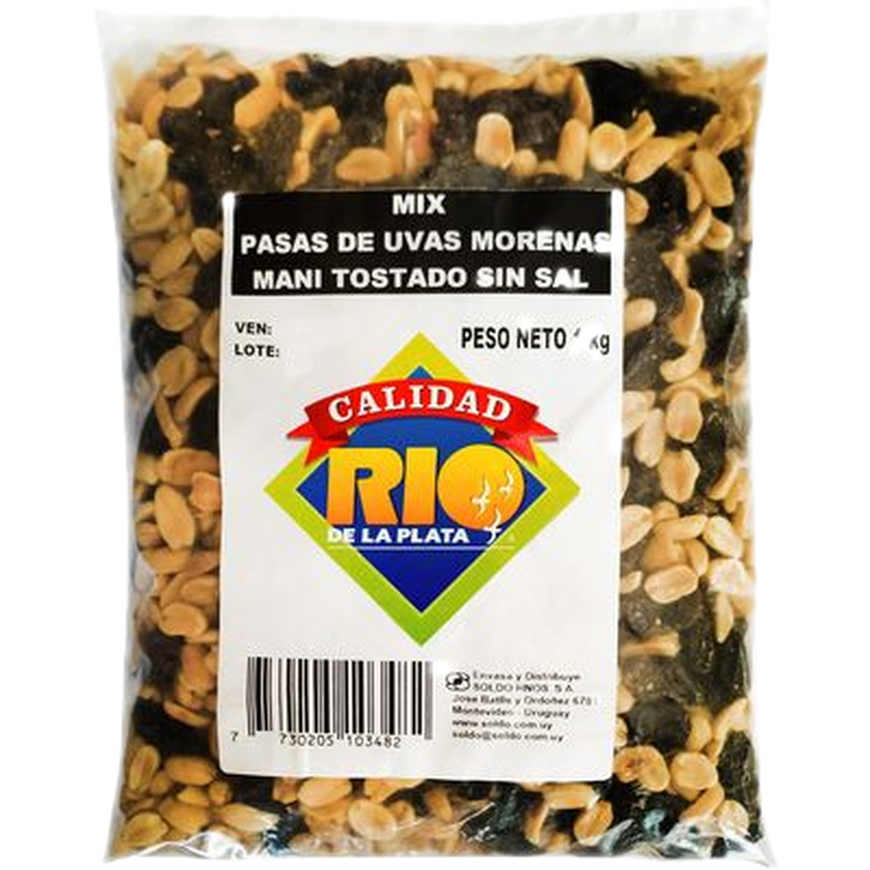 Mix Maní Sin Sal + Pasas 1 Kg Rio De La Plata