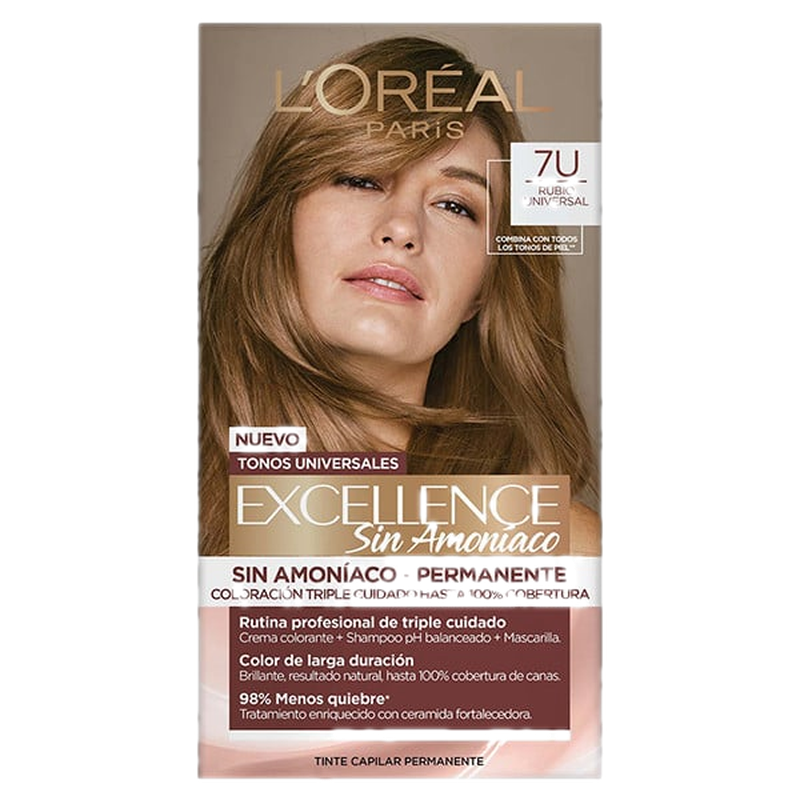 Tinta Excellence L'oréal París Sin Amoníaco 7 Unidades Rubio Universal