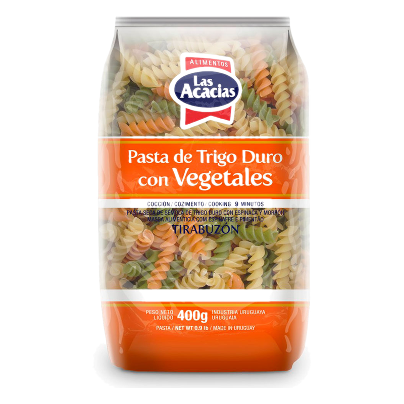 Fideos Tirabuzón Las Acacias Con Vegetales 400 G