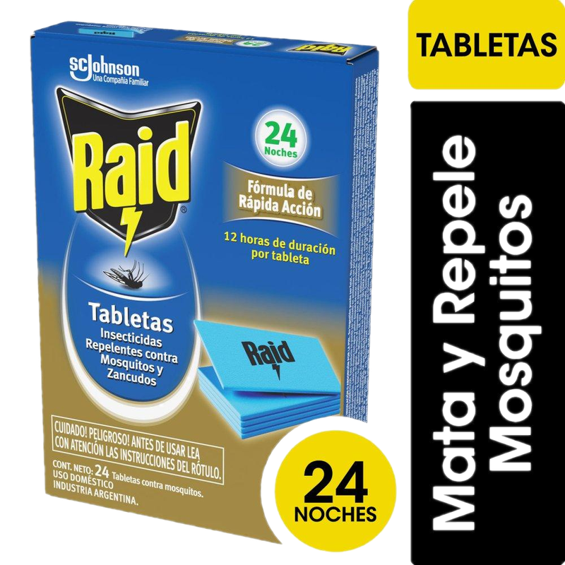 Insecticida Raid Contra Mosquitos Tabletas Repuesto 24 Unidades