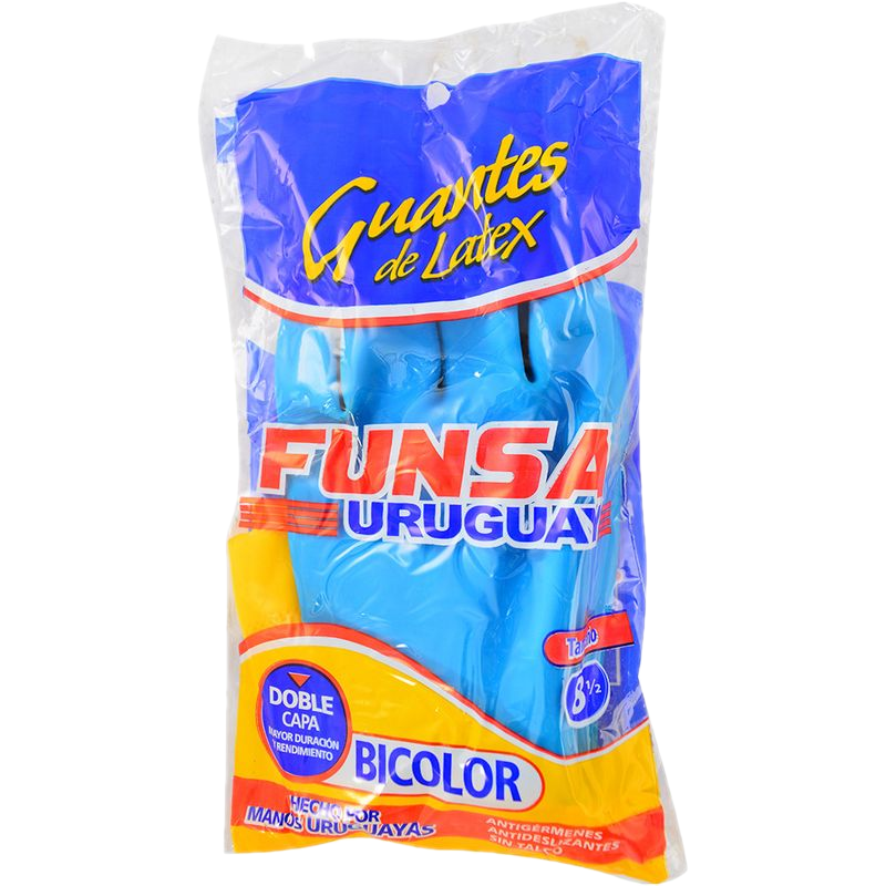 Guantes De Goma Funsa Bicolor Talle 8 ½