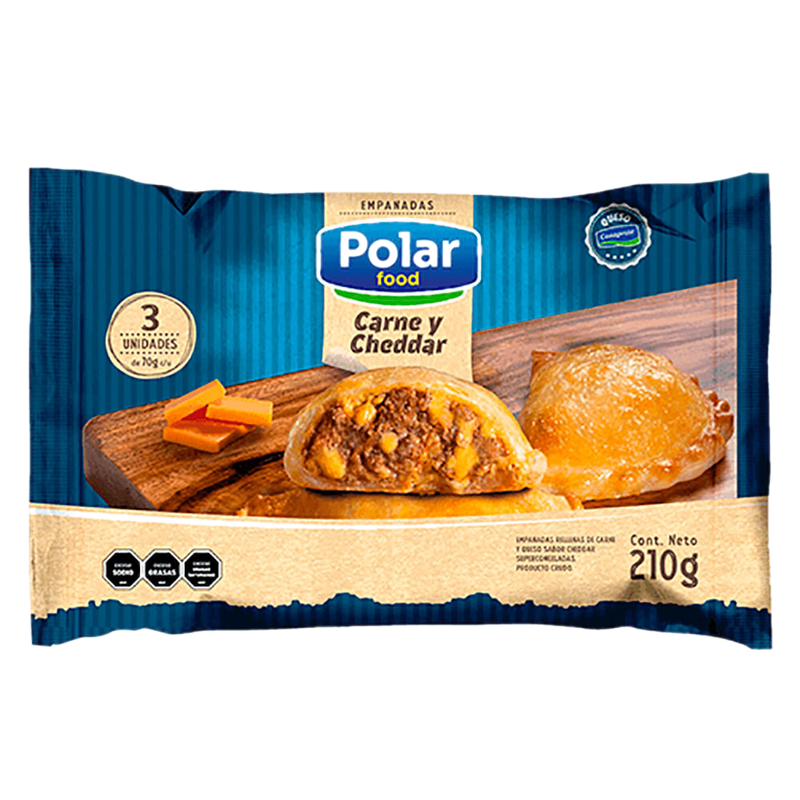 Empanadas De Carne Y Queso Cheddar Polar Food 3 Unidades 210 G