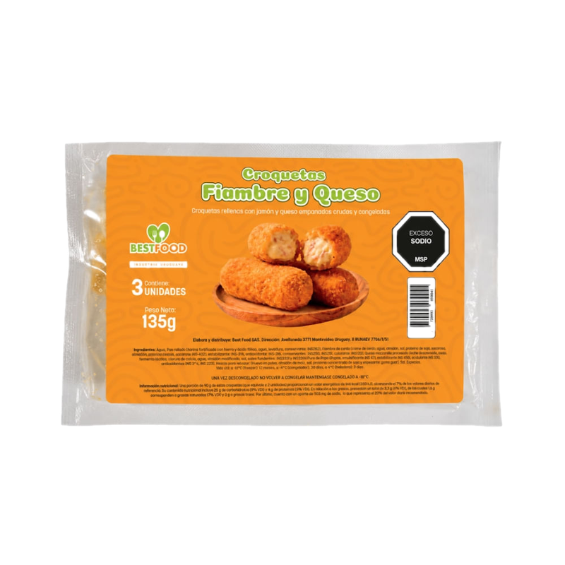 Croquetas Best Food Jamón Y Queso 3 Unidades 135 G