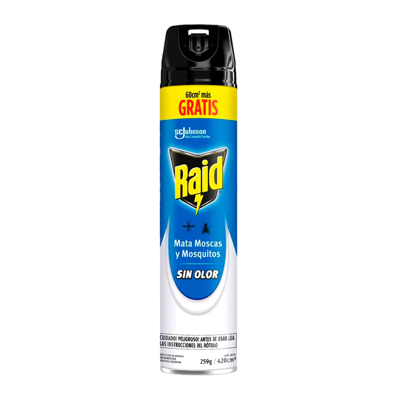 Insecticida Raid Mata Moscas Y Mosquitos Sin Olor Zancudos Aerosol 420cc
