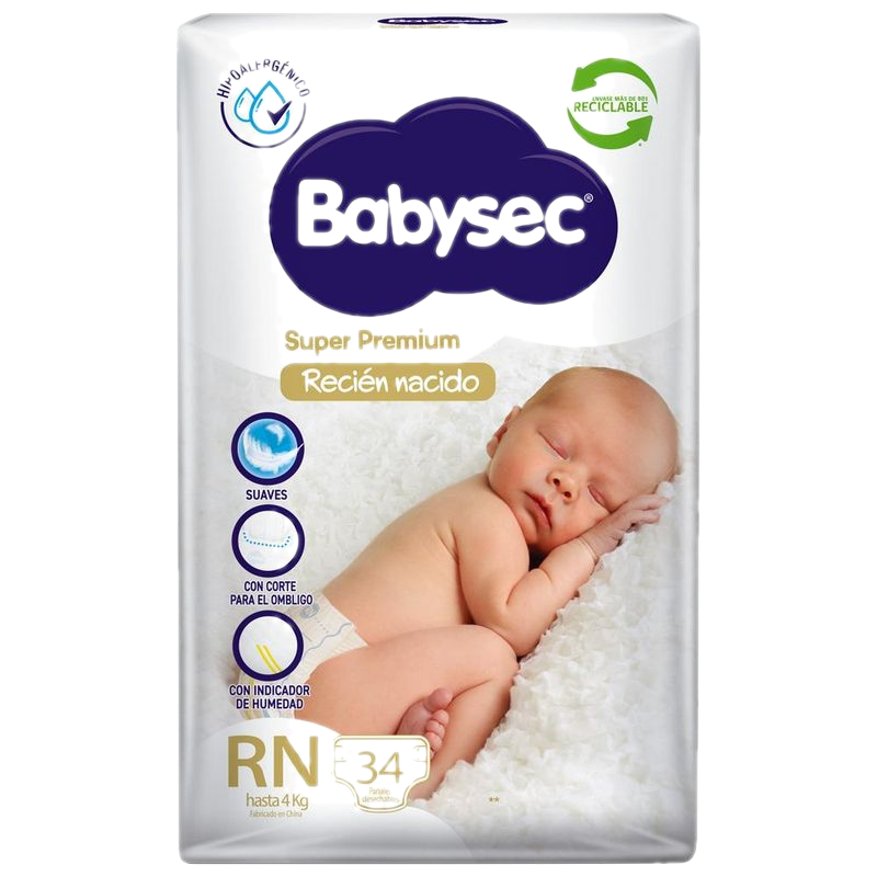 Pañal Babysec Recién Nacido 34 Unidades