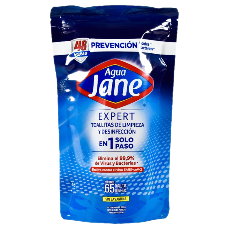 Toallitas Desinfectantes Agua Jane 65 Unidades