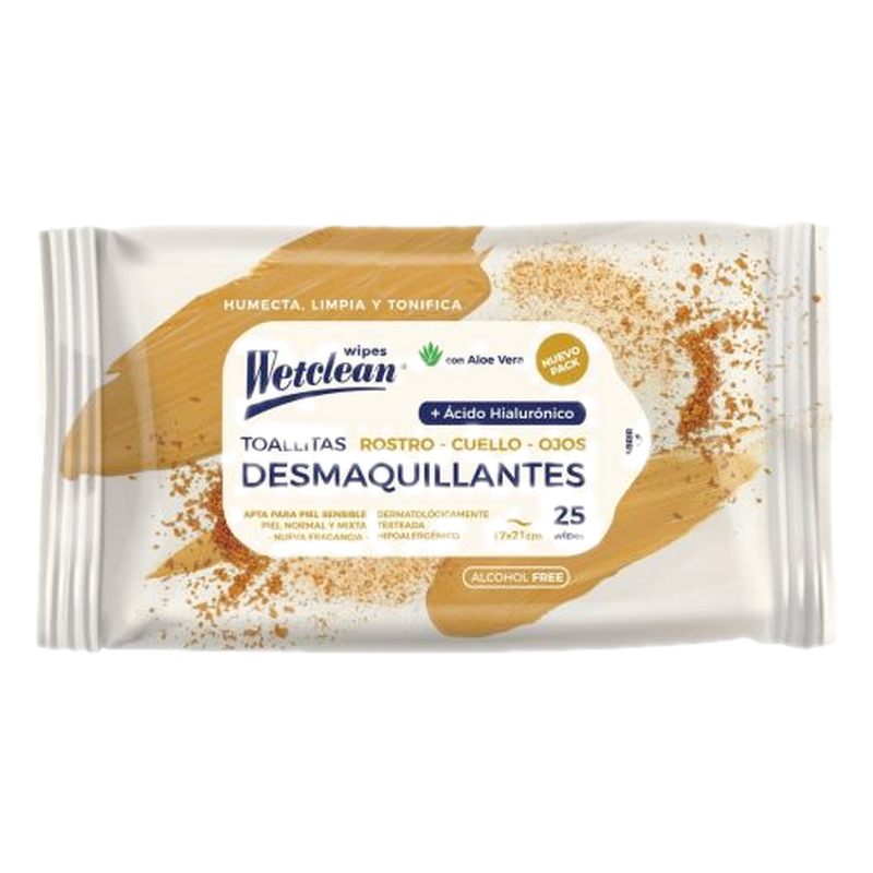 Toallitas Desmaquillante Wetclean Piel Normal Y Mixta 25 Unidades