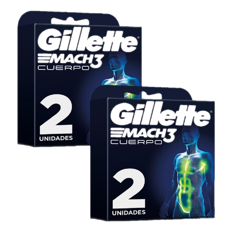 Pack 2 Unidades Repuesto Gillette Mach 3 Cuerpo Razor