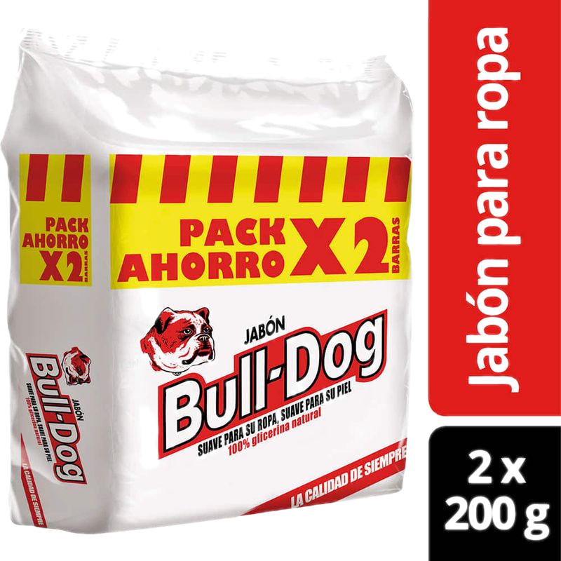 Pack 2 Unidades Jabón En Barra Bull Dog 200 G