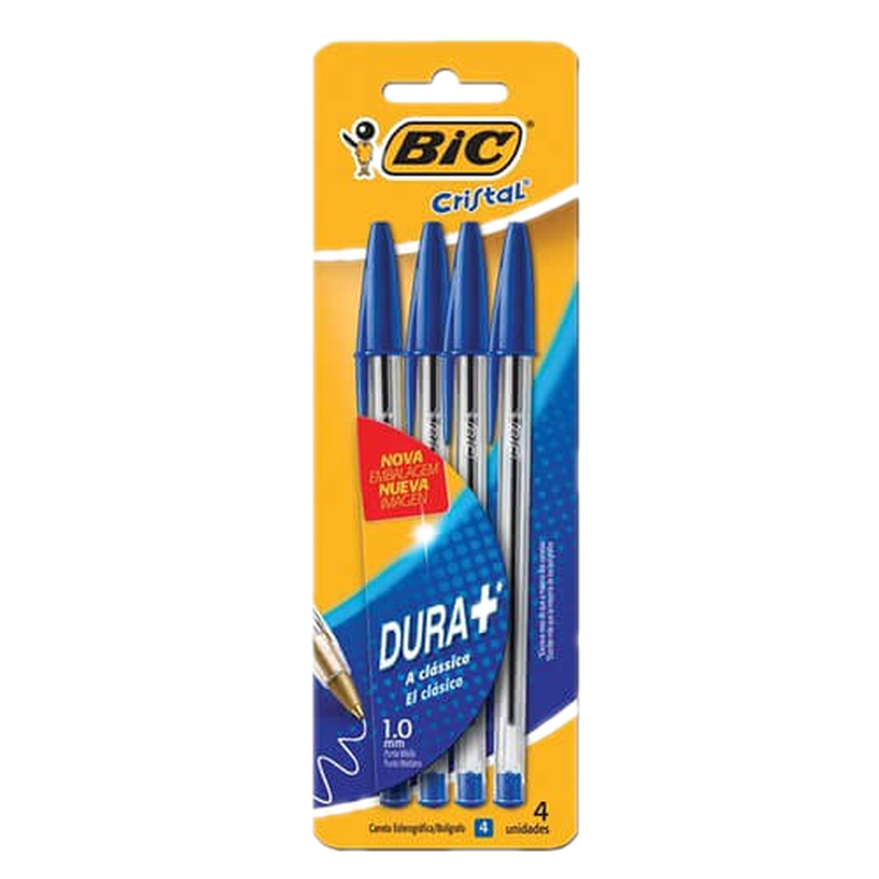 Boligrafo Bic Cristal Azul 4 Unidades