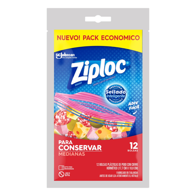 Bolsas Herméticas Ziploc Para Conservar Medianas 12 Unidades
