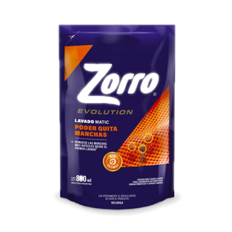 Zorro Jabon Liquido Evolution Quitamanchas Doypack 800 Ml