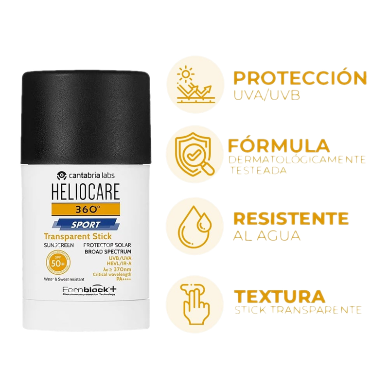 Protector Solar Heliocare 360° Sport Stick Transparente Fps50+ 25 G