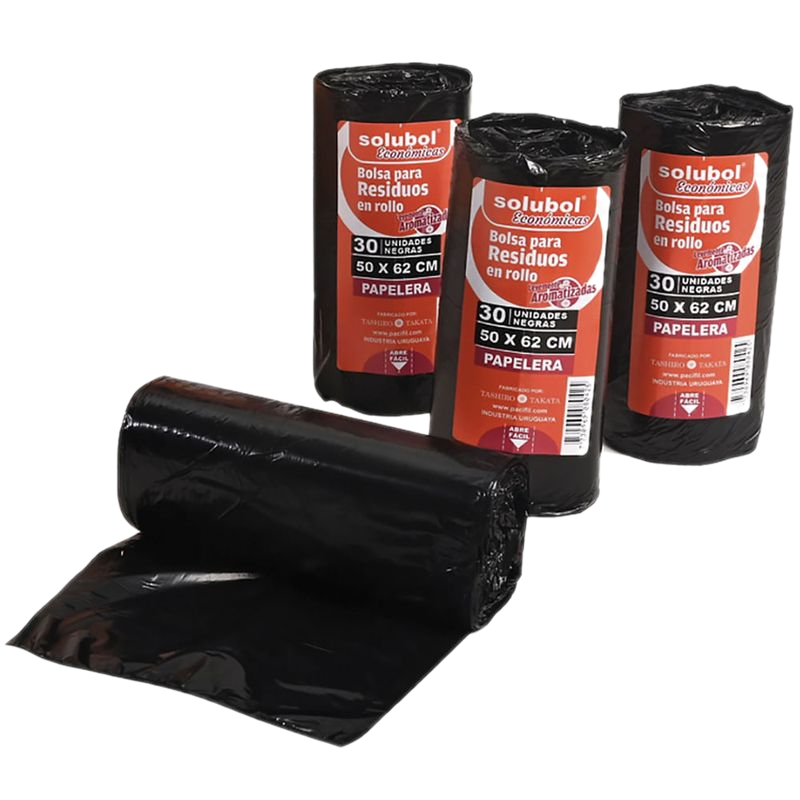 Bolsa Residuo En Rollo Solubol 50x62 Cm Negra 30 Unidades