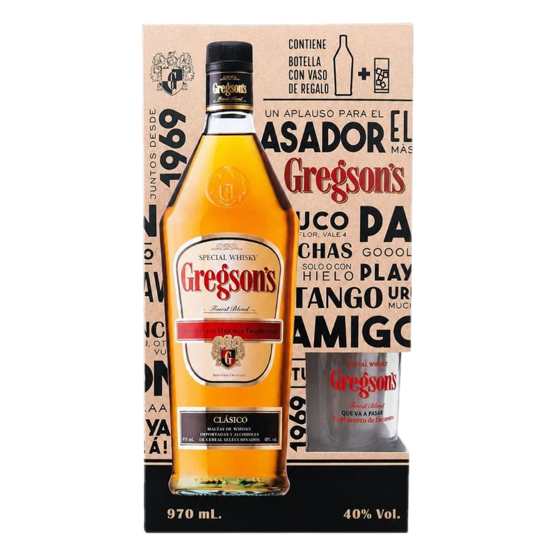 Whisky Gregsons Clásico + Vaso De Regalo