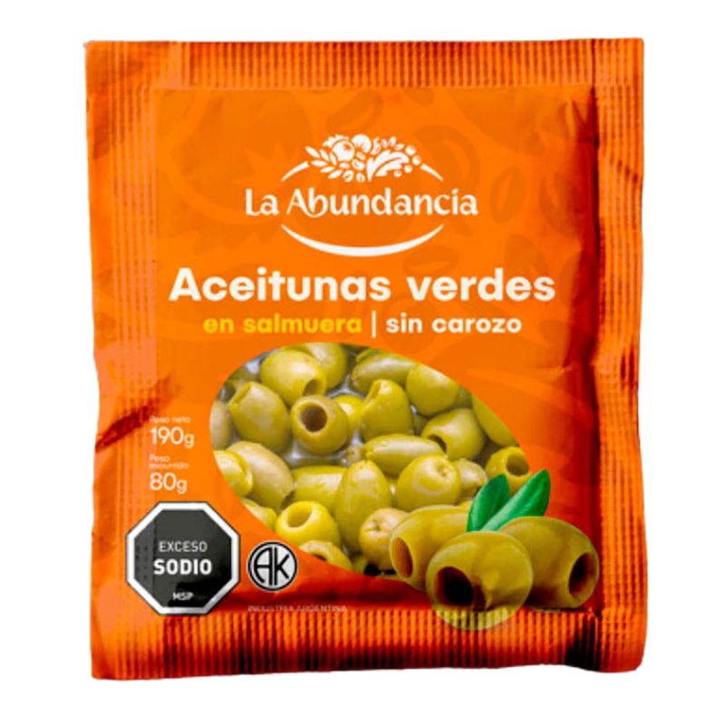Aceitunas Verdes Sin Carozo La Abundancia 80 G